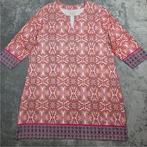 Coolibar Oceanside Tunic Dress Womens 2X Pink UPF 50+ Beach Travel Vacation